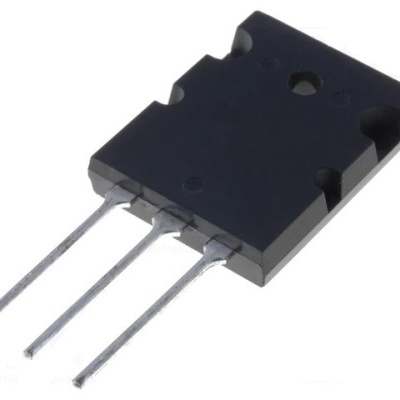 Componente eletrónico preto com três pinos metálicos