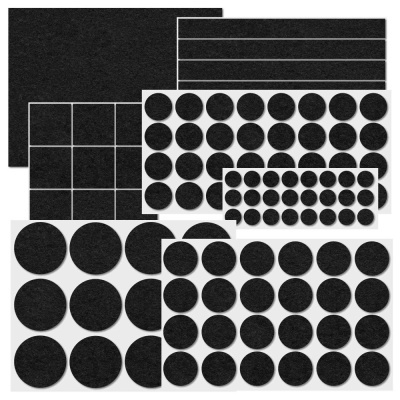 Tiras e círculos autocolantes pretos variados