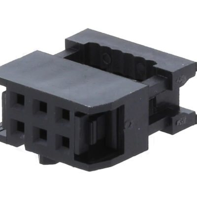 Conector elétrico preto de plástico com oito fendas quadradas