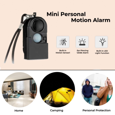 Alarme Pessoal 120dB C/ Sensor Movimentos E Lanterna