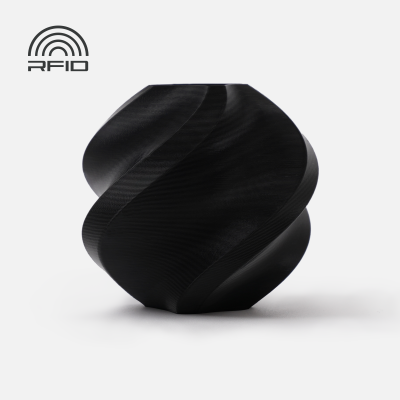 Objeto preto ondulado com símbolo RFID no fundo branco