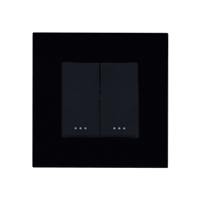 Interruptor Duplo com Moldura PC Modern - Cor : Preto