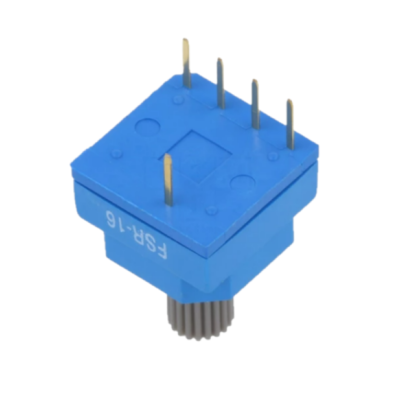 Componente eletrônico azul com pinos metálicos e inscrição FS8-16