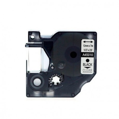 Etiquetas Dymo D1  45010 Generica para Rotuladora Texto preto sobre fundo transparente