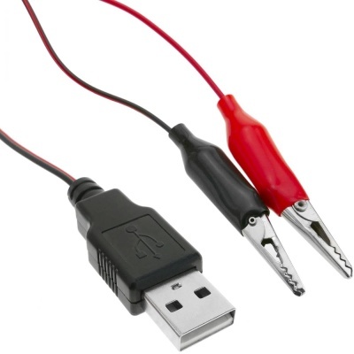 Cabo de alimentação 5V USB tipo A macho para pinças de crocodilo de 2m