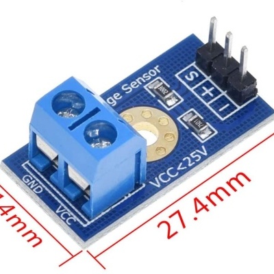 Módulo sensor de tensão azul com conector de parafusos e pinos eléctricos