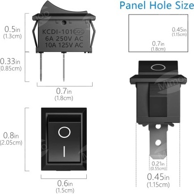 Interruptor 10A / 125V, 6A / 250V SPST On/Off 2 pinos