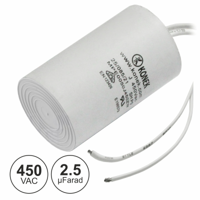 Condensador Arranque 2,5uf 450V + Terra C/ Fios