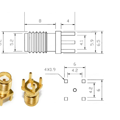 Conetor adaptador SMA para PCB