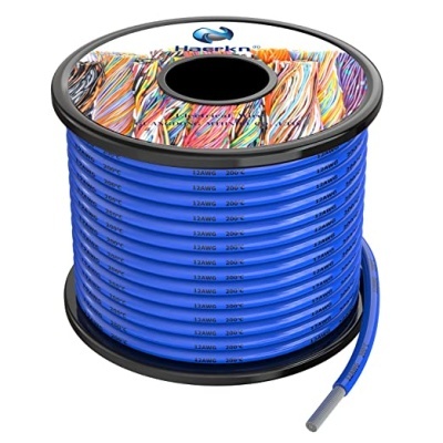 Cabo de 3,3 mm² 12 AWG  de silicone azul resistente a altas temperaturas preço por 30cm