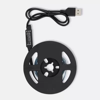 Rolo de fita LED digital RGB com cabo USB preto