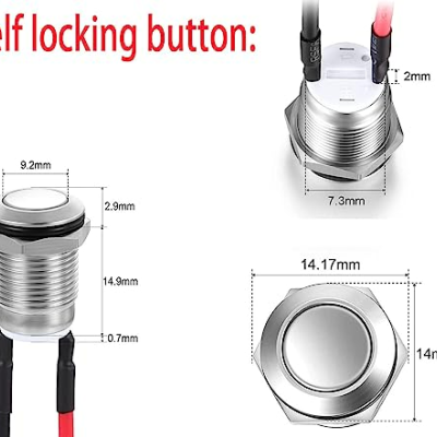 Interruptor 12 V/24 V/125 V/250 V 2 A diâmetro para furo 12mm