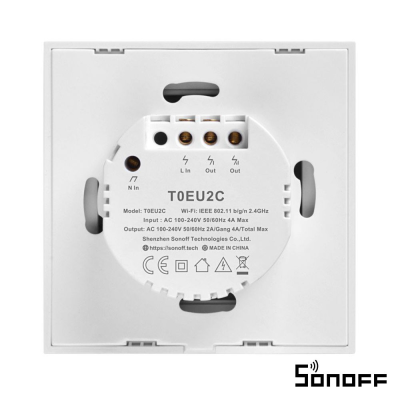 Interruptor Parede Tátil Duplo Wifi 2 Gang Sonoff