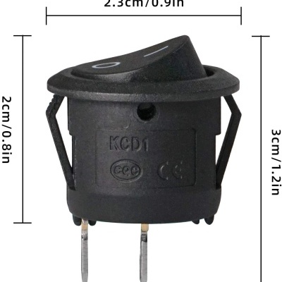 Interruptor basculante SPST redondo, auto-bloqueador de ignição (10 A/125 V, 6 A 250 V) Interruptor basculante SPST redondo, auto-bloqueador de ignição (10 A/125 V, 6 A 250 V)