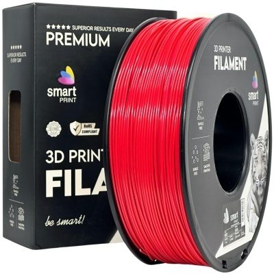 Filamento vermelho para impressora 3D da smart PRINT com embalagem preta e texto branco