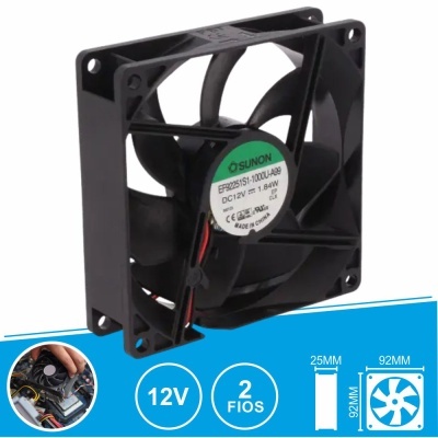 Ventoinha 12VDC 92x92x25mm 2 Fios EF92251S1-1000U-A99 SUNON