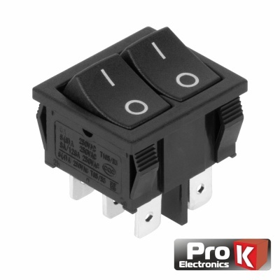 Interruptor Basculante 6A-250V On-Off Preto PROK