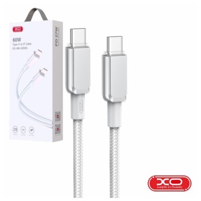 Cabo USB-C Macho / USB-C Macho PD 60W 1m Branco XO textil