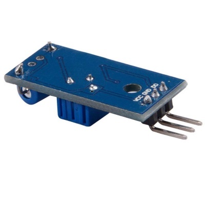 Placa eletrónica azul com pinos e conector azul