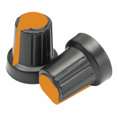 Botão para potenciometro preto C/ Linha Laranja 15x17MM