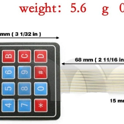 Teclado 16 teclas 4 x 4 Matrix membrana AVR 12 V para Arduino e Raspberry Pi