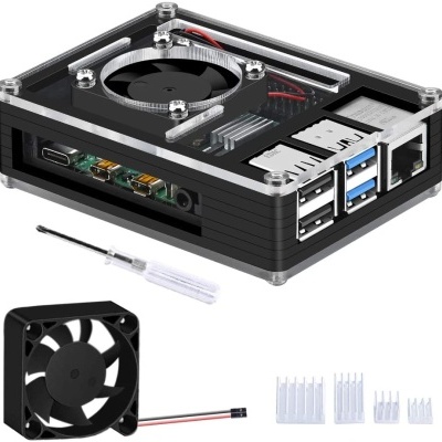 Caixa para raspberry pi 4 Model B com ventilador e dissipadores