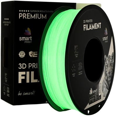 Rolo de filamento verde luminosa para impressora 3D com embalagem preta