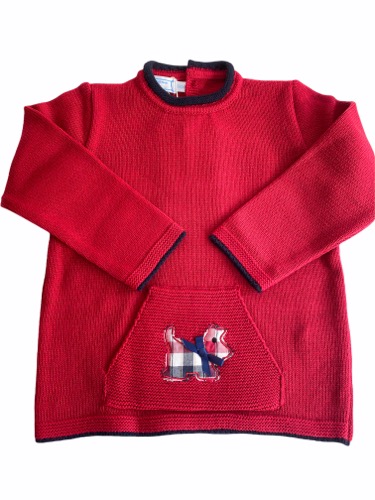Camisola vermelha em malha Scottish Terrier