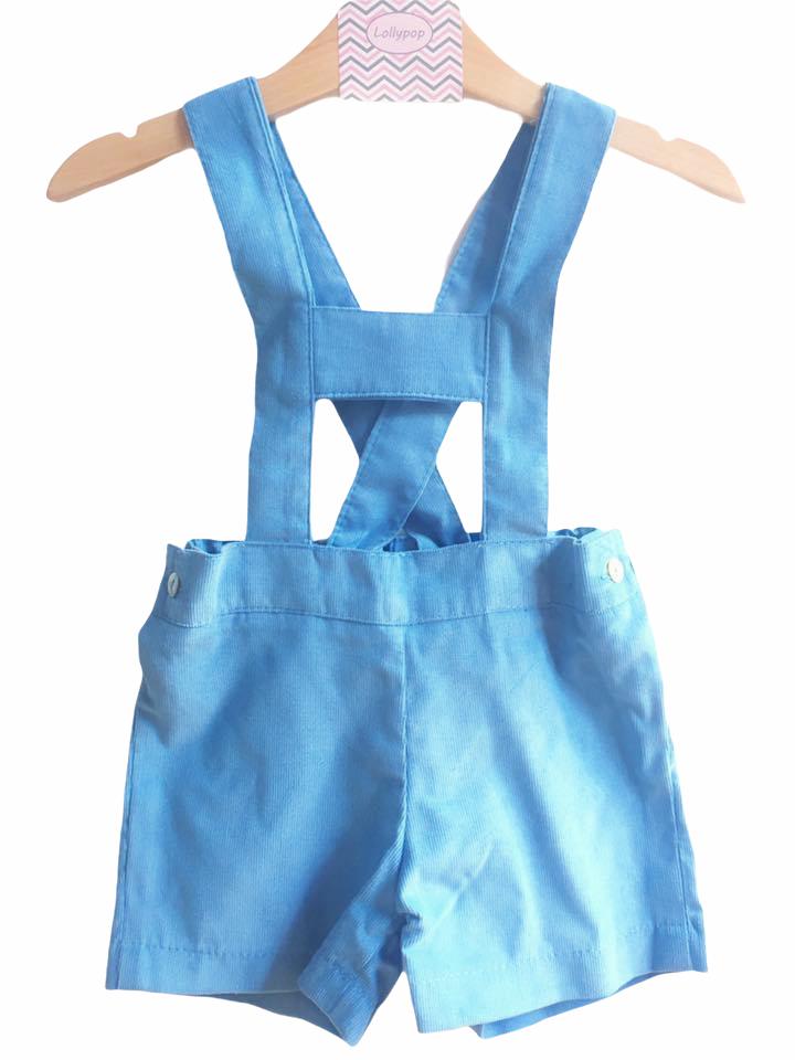 Calção de alças em bombazine fina azul