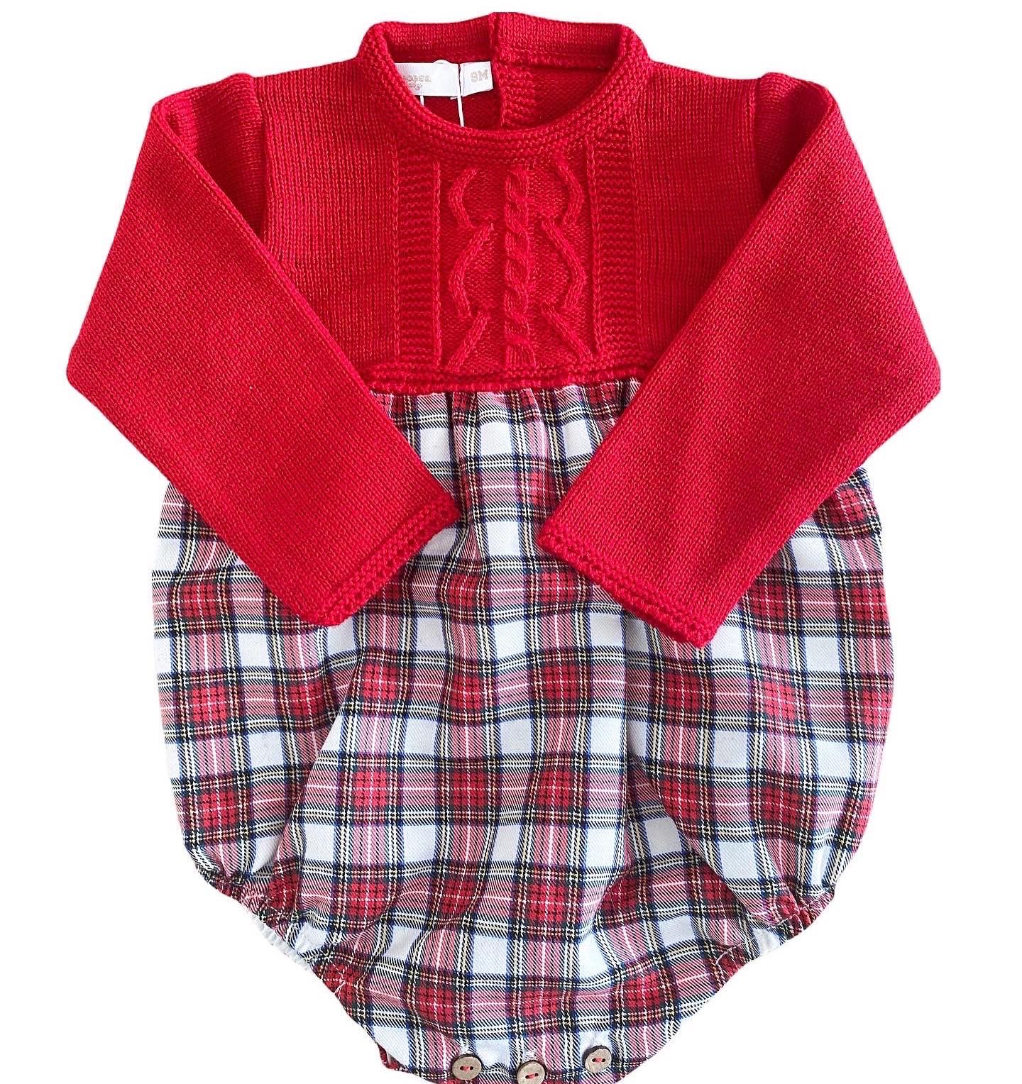 Fofo em malha vermelho e xadrez