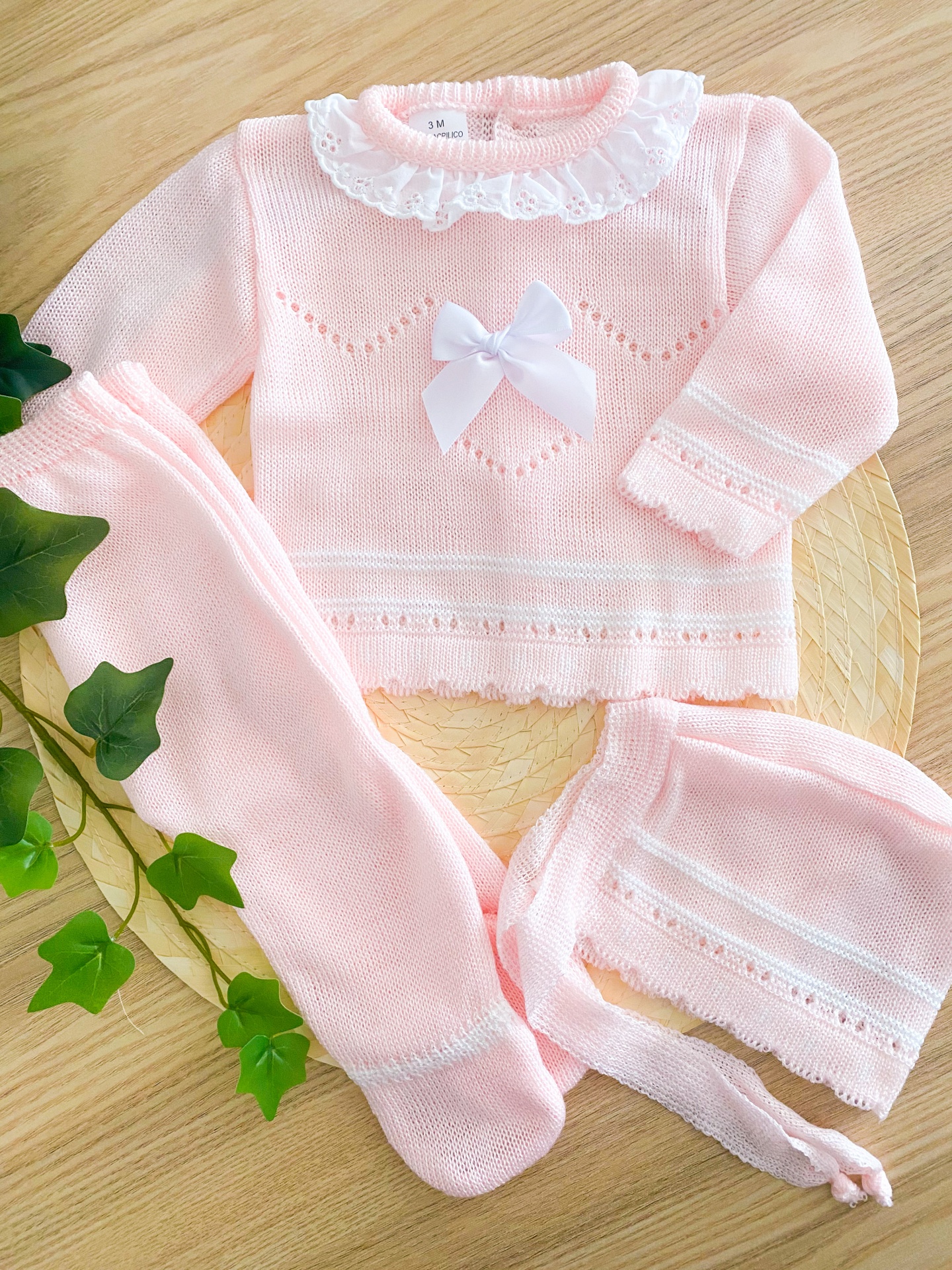 Conjunto de malha cor de rosa