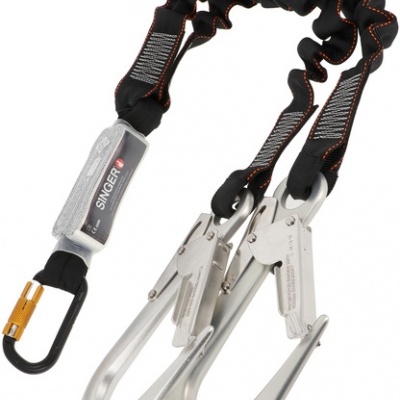 TWINLUX15  Conetor duplo de engate rápido com correias elásticas de poliester e absorvedor de energia