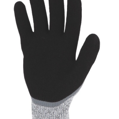 Luva preta com punho cinza e malha cinza claro