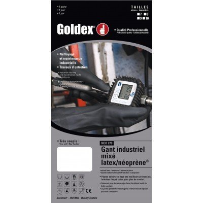 Embalagem de luvas industriais Goldex preto e cinza