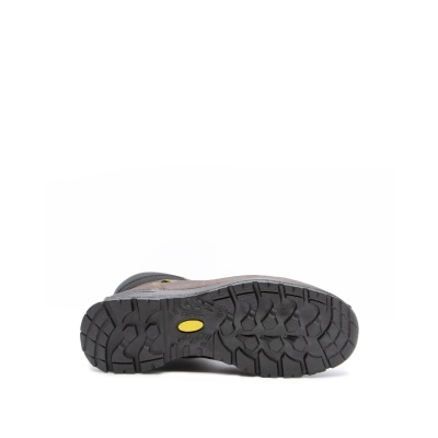 Sola preta de sapato de segurança com detalhe amarelo