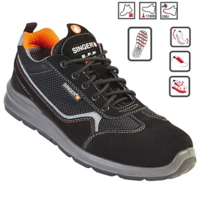 Sapatilha de segurança em couro acamurçado SINGER GENES - S1PL FO SR