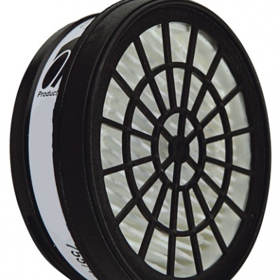 Filtro redondo preto com grelha e interior branco