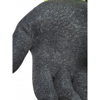 Luva preta com textura rugosa