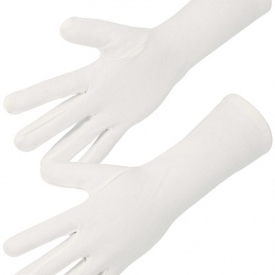 Par de luvas compridas brancas de tecido liso