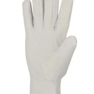 Luva branca de pele vista pela palma