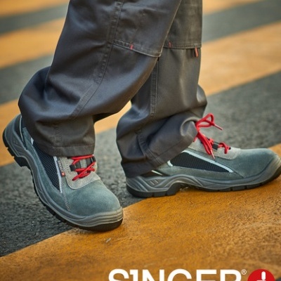 Sapato de segurança couro curtido acamurçado. S1P FO SR - SINGER SAFET (RODI)