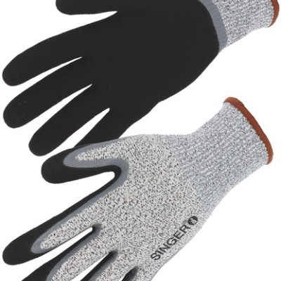 Luvas de  Corte D. Fibras PEAD. Palma com nitriloduplo recobrimento. Forrado em acrílico- Singer Safety (PHD500ICE)