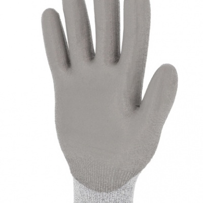 Luva de proteção cinza com punho elástico cinza claro e borda castanha