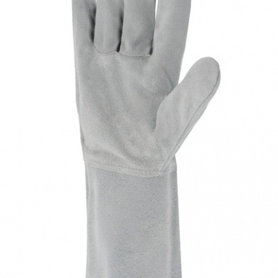 Luva de proteção cinzenta em couro para mão e antebraço