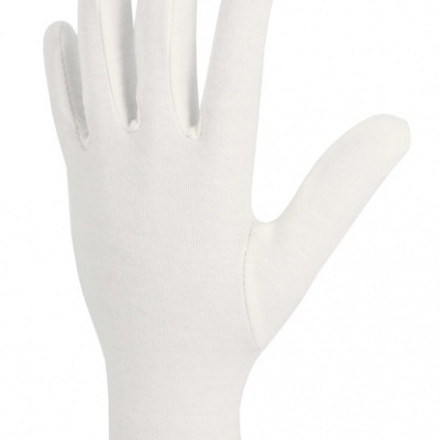 Luva branca de tecido fino, textura lisa