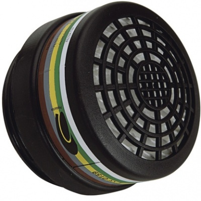 Filtro preto redondo para máscara com grelha e etiqueta colorida