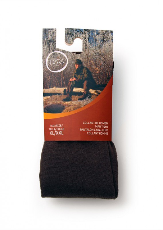 Collant de homem preto tamanho XL/XXL com embalagem da marca Dara e imagem de homem sentado.