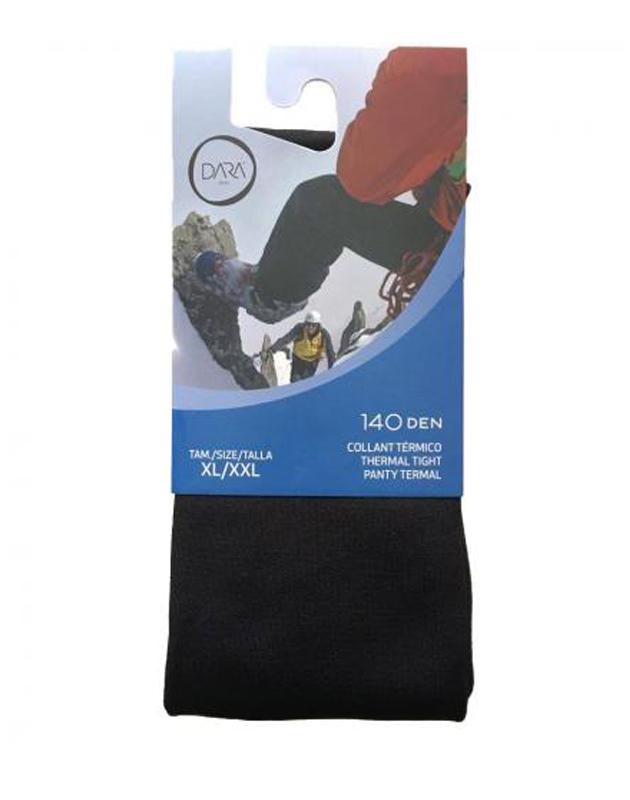 Meia térmica preta em embalagem com imagem de montanhista, tamanho XL/XXL, 140 DEN