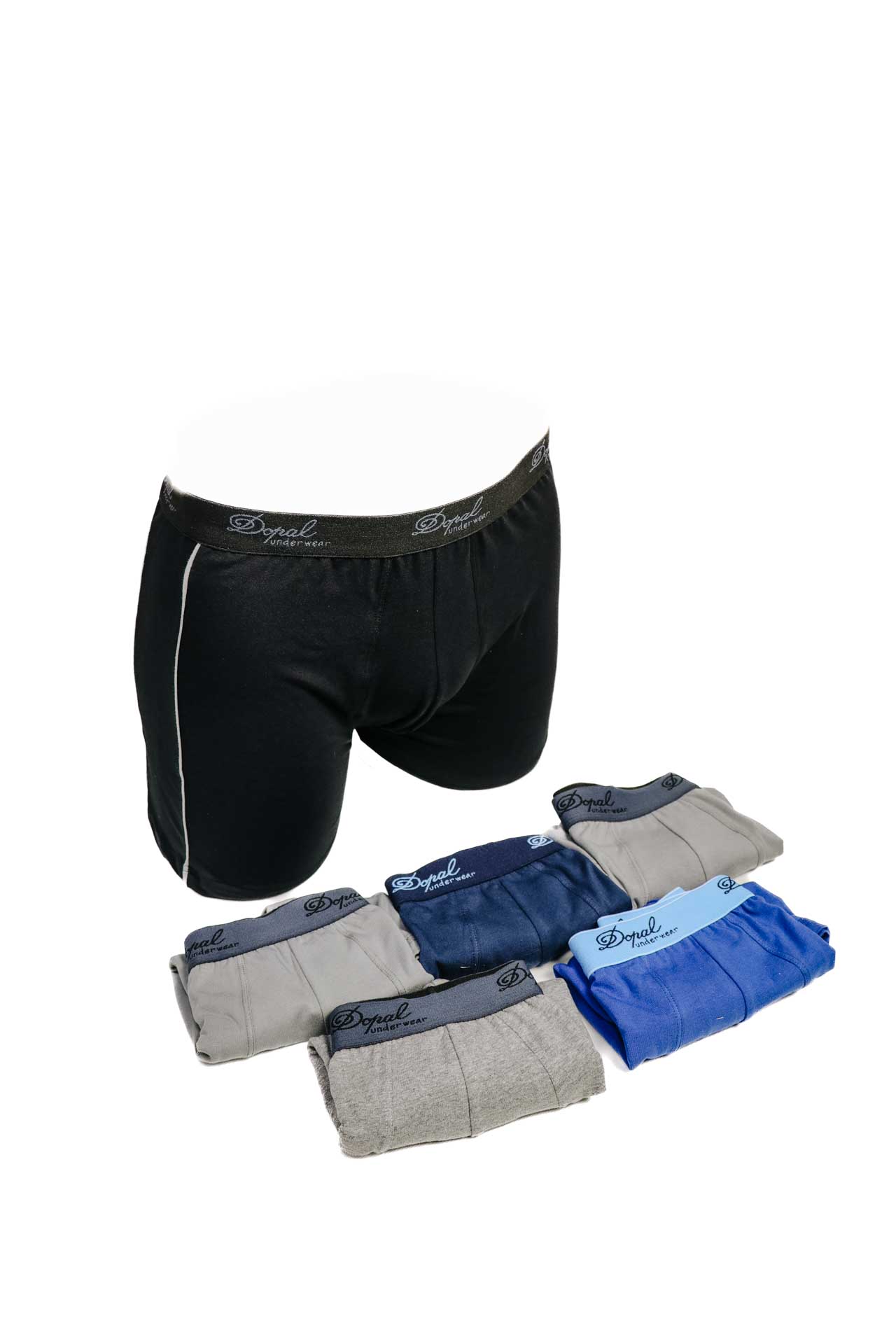 Conjunto de cuecas masculinas de várias cores com elástico preto com marca Doyal.