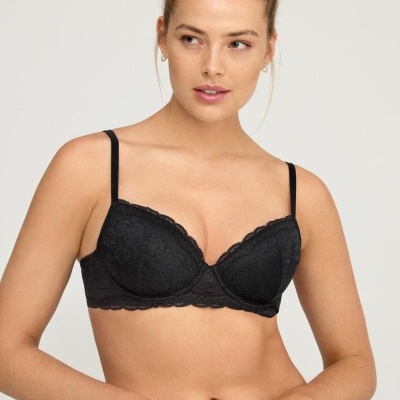 Soutien preto com renda floral e alças finas